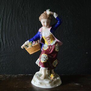 Antique German Porcelain "The Four Seasons" Spring Figurine Chelsea Anchor *Read